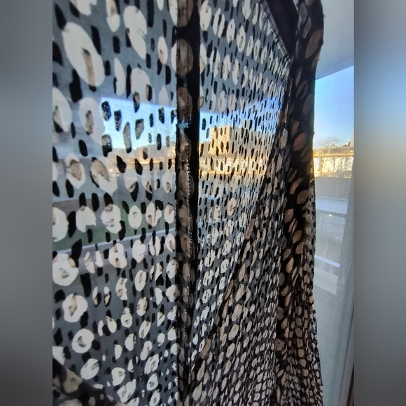 Theory Mesh Polka Dot Assimmetrical Midi Dress Sz L See Through With The Flow - Picture 14 of 16